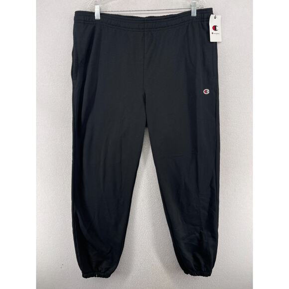 CHAMPION Sweatpants XL Powerblend Relaxed Jogger C Logo Fleece Pull On Black NEW - Picture 1 of 14